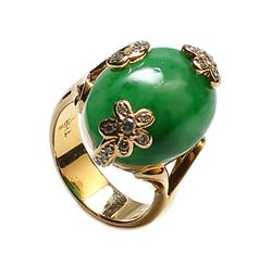 Oval Jade and diamonds Ring