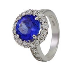 Round Tanzanite and diamonds Ring
