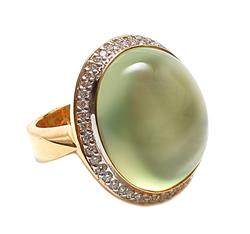 Oval Prehnite and diamonds Ring